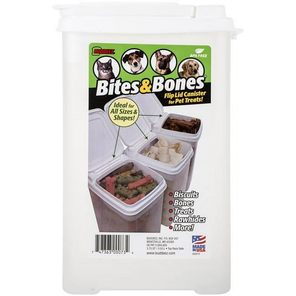 Buddeez B00073 3.5 qt. Bites & Bones Treat Canister