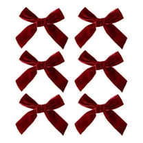 6 Pcs Medium Red Velvet Christmas Bows – Burgundy Xmas Ribbon for Tree, Wreath, Garland & Gift Wrapping – Holiday Home Decor, Red, Bows