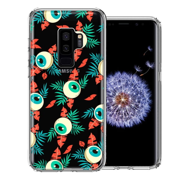 MUNDAZE For Samsung Galaxy S9 Plus Halloween Creepy Tropical Eyeballs Design Double Layer Phone Case Cover