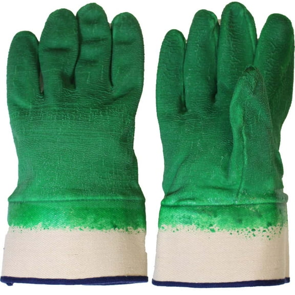ToolUSA (12 Pairs) XL Green Crinkle Latex Coated Gloves | Waterproof & Comfort Lined | 2.5" (6.35 cm) Canvas Cuff | Enhanced Grip & Durability