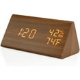 thumbnail image 3 of OCT17 Reloj despertador de madera, reloj de escritorio digital LED de madera, actualizado con temperatura de tiempo, brillo ajustable y control de voz, visualización de humedad - Bambú, 3 of 6