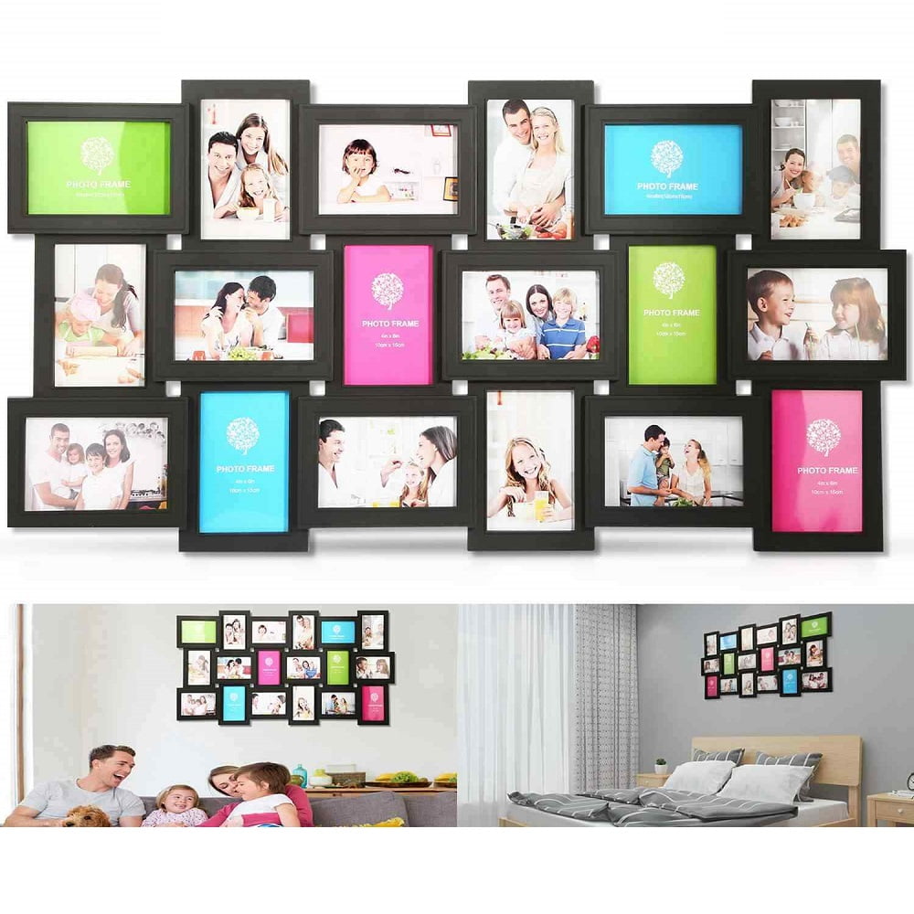 Arpan 6 Multi Aperture Family Tree Style White Pink /Blue Photo Picture Frame 