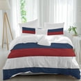 thumbnail image 2 of Red Navy Blue Stripe Bedding 3 Piece Duvet Cover Set Twin Size, Retro Farmhouse Striped Vintage Soft Microfiber Comforter Cover with Zipper Closure & Pillowcases, Wrinkle & FadeResistant Quilt Cover, 2 of 9