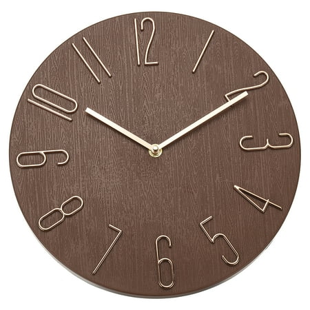 Uxcell 12 Vintage Wall Clock with Arabic Numerals, Modern Rustic Metal Small Clocks for Living Room Bedroom Kitchen Office Decor, Silent Non Ticking Dark Brown