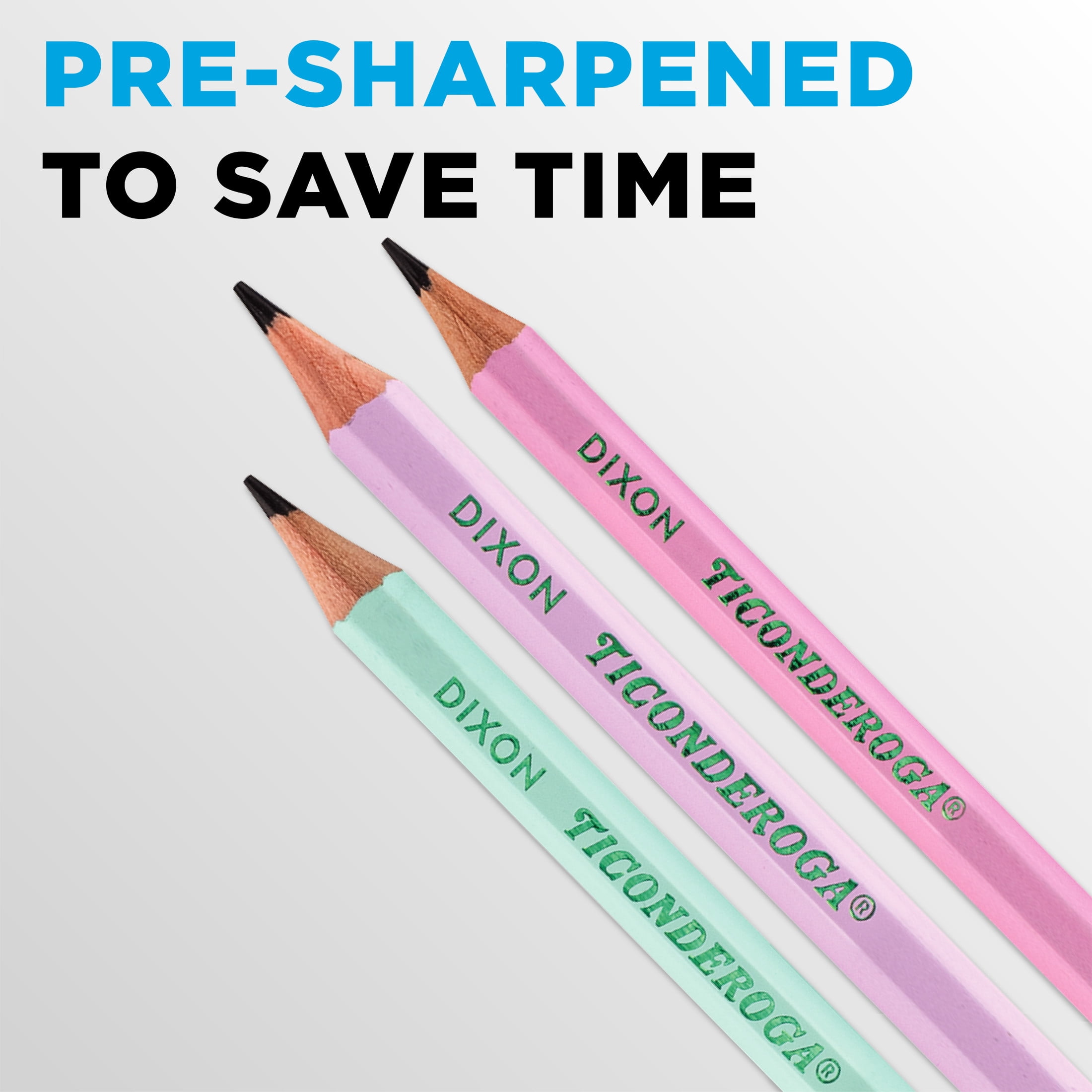 Ticonderoga Wood Pencils, Presharpened, #2 HB .3 mm Lead, Pastel Assorted, 12 Count