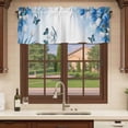 thumbnail image 6 of 2 Pack Blue White Floral Valances for Windows Bedroom Living Room Window Treatments, Ombre Tulips Modern Art Spring Rod Pocket Valance Drapes Short Kitchen Curtains Over Sink 54"x18", 6 of 8
