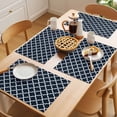 thumbnail image 5 of Navy Blue Morocco Placemats Set of 6 Modern Farmhouse Minimalist Plaid Place Mats Indoor Wipeable Table Mats Washable Cloth Dining Table Placemats for Kitchen Holiday Party Home Decor 13x19 Inch, 5 of 9