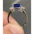 thumbnail image 3 of Gems Jewels 2.95 Ctw Cushion Cut Blue Sapphire & Diamond Wedding Anniversary Engagement Halo Ring 14K White Gold Plated 925 Sterling Silver 925 Sterling Silver -7, 3 of 5