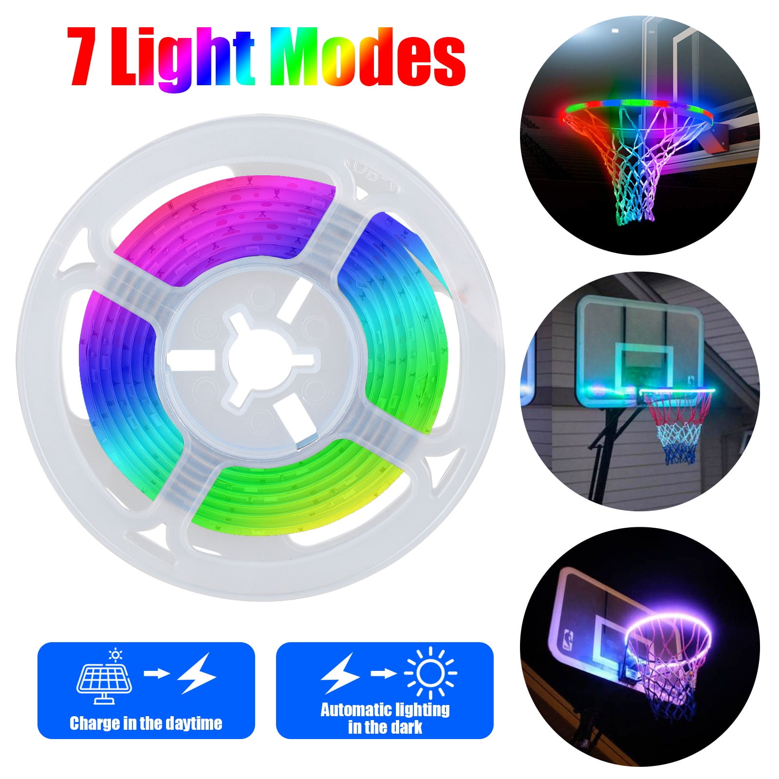 Ideal for Kids Adults Training Games 3 on 3 Lights up Basketball Rim WETONG LED Basketball Hoop Lights Basketball Rim LED Light Swish Perfect for Playing at Night Outdoors