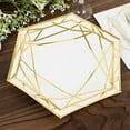 thumbnail image 5 of BalsaCircle 25 White 7" Hexagon Disposable Salad Paper Plates Gold Trim Wedding Party, 5 of 8