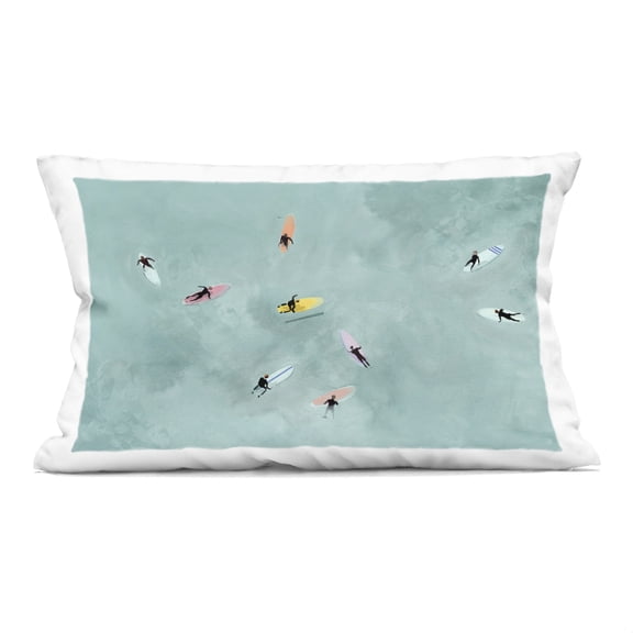 Stupell Industries Surfers Floating On Waves Decorative Printed Throw Pillow design by Lily K., 14 x 7 x 20