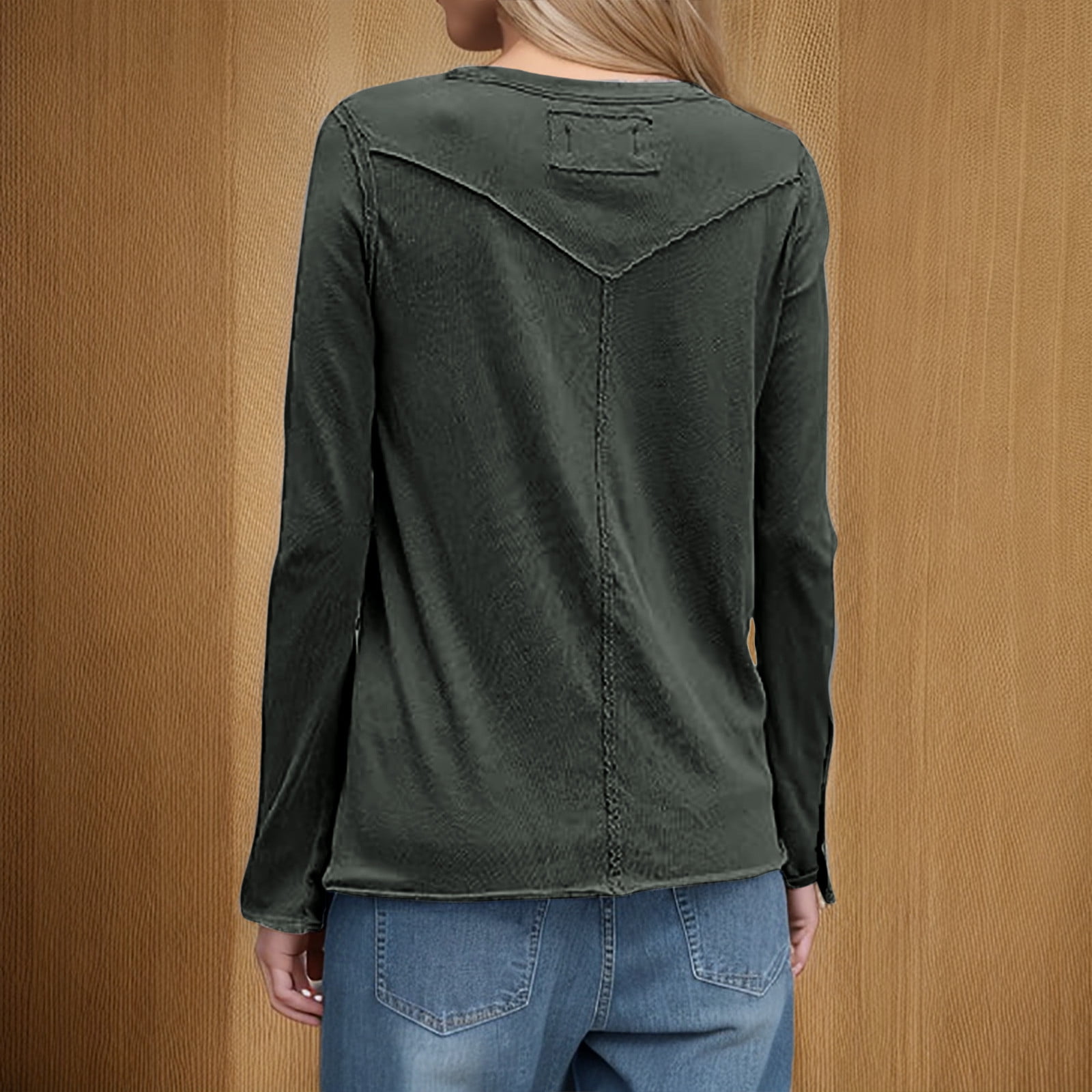 Suncife T-shirt Côtelé Décontracté à Manches Longues Pour Femme - Col Rond - Coupe Ajustée - Tunique Côtelée, Blanc, S