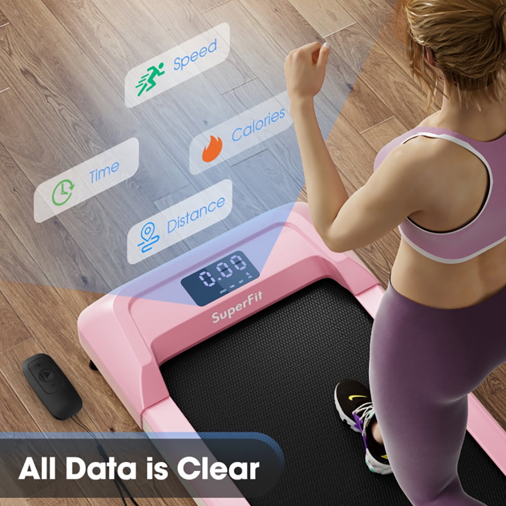 Spaco 2.25 HP Walking Pad with LED Display and Remote Control-Pink, Under Desk Electric Treadmill Motorized Exercise Machine