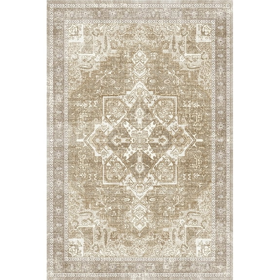 RONSHIN Area Rugs Washable Carpets 1150Gsm 100% Polyester Velvet Pearl Velvet Washed Back Folding Simulation Printed Carpet Xm-Persia Camel tone 10*13ft