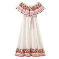 thumbnail image 3 of FYMNSI Mexican Dresses with Pockets for Toddler Girl Clothes Floral Off the Shoulder Dress Mommy and Me Boho Sundress White Red 3-4T, 3 of 8