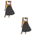 thumbnail image 3 of Qarigey de malla hasta la rodilla de cintura alta para mujer, faldas plisadas de viaje para banquete de fiesta para niñas, moda de Color Negro L 2Conjunto, 3 of 6