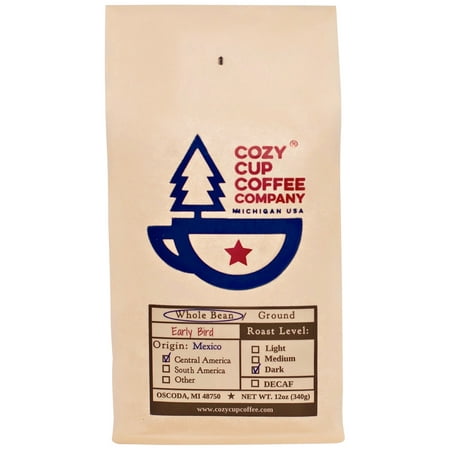 Cozy Cup Coffee Company, Early Bird Dark Roast, Whole Bean Coffee, 12 oz.