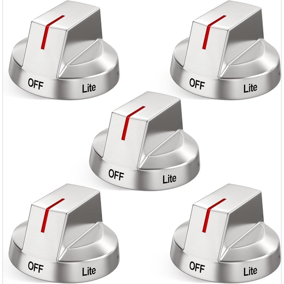 Upgraded DG94-04167 Gas Stove Knobs Replacement, DG94-04167A Oven Knobs, Compatible with NX60A6111SS/AA, NX60A6311SS/AA, NX60A6511SS/AA, NX60A6711SS/AA, Silver Range Knobs
