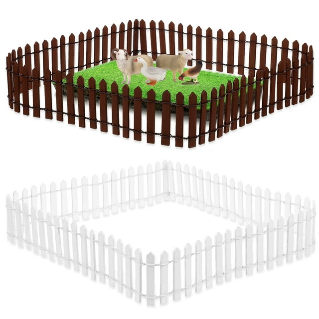 SHISUYAN 2Pcs Wooden Fence Models Mini House Decors Micro Landscape Fences DIY Garden Fence Decors
