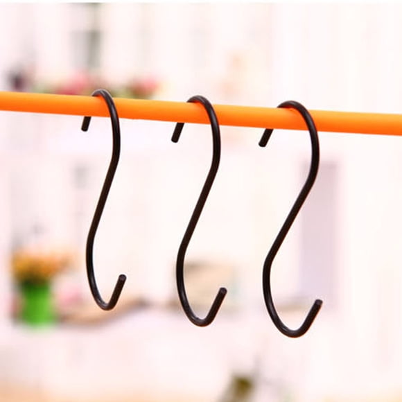 Phenofice 12Pcs Black S Shaped Hooks Stainless Steel Hanging Hangers for Room Kitchen Bathroom