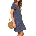 thumbnail image 3 of NGMQ Summer V-neck Women Print Casual Buttons Dress, 3 of 4