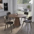 thumbnail image 3 of LeisureMod Clivo Leather Dining Chair – Modern Open-Back with Curved Wooden Slats & Poplar Wood Legs for Kitchen or Dining Room Set of 4, 3 of 15