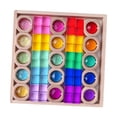 thumbnail image 4 of Rainbow Building Blocks Set de Cubos Apilables de Acrílico Juego de Bloques Educativos para Aprendizaje Temprano Juguetes Creativos con Almacenamiento en Caja de Madera Adecuado para Niños en, 4 of 9