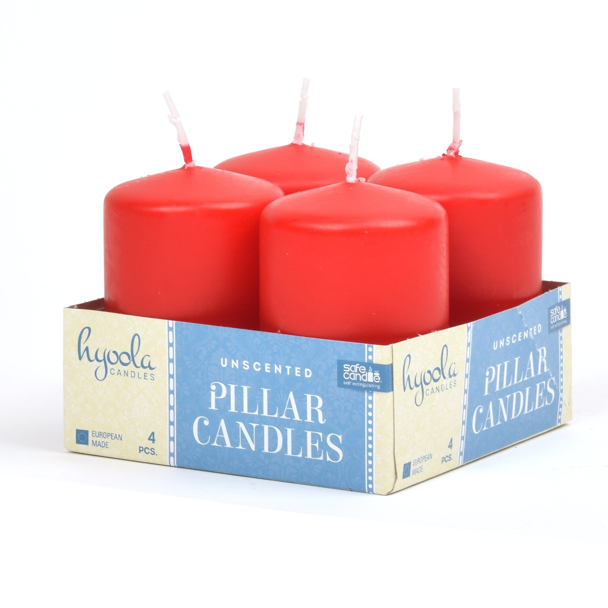 Hyoola 2 x 3 inch Small Unscented Pillar Candles Dripless Red Pillars 4