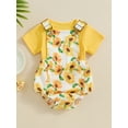 thumbnail image 2 of Suealasg Newborn Girls Summer Outfits Short Sleeve Ribbed Tops Sunflower Print Adjustable Overalls 6 12 18 24 Months Baby Girls Clothes, 2 of 6
