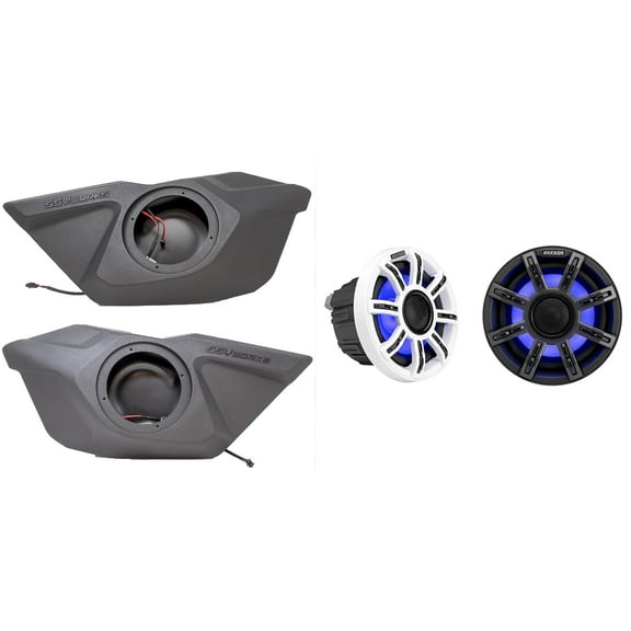 Kicker 51MSC65 6.5" Premium Marine LED Speakers And Front Door 6.5in Speaker Pods Compatible with Polaris RZR Pro 2020-2024