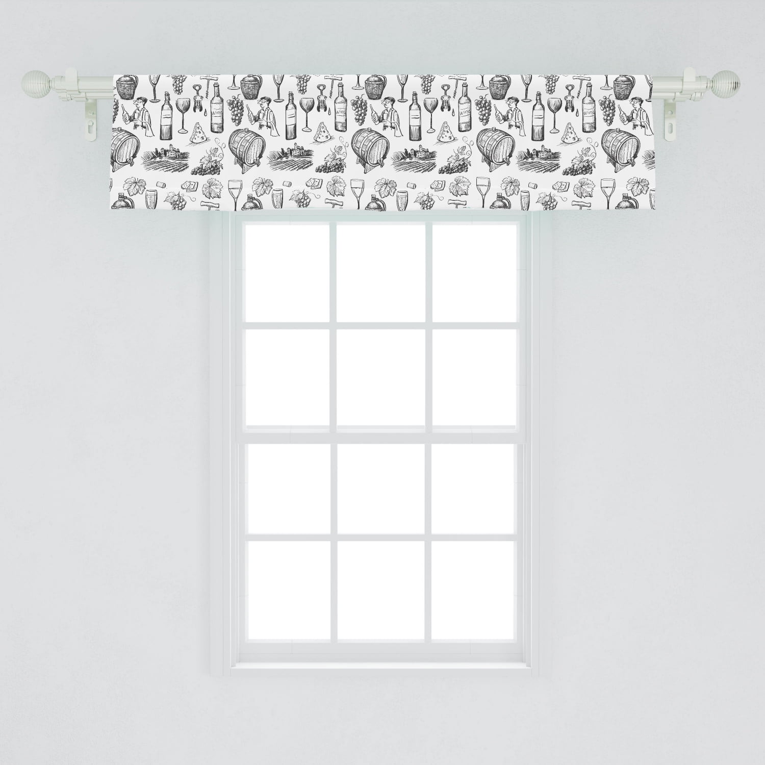 NEW Wine Glasses & Bottles & Grapes Valance Curtain Window Topper 