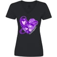 thumbnail image 3 of Inktastic Epilepsy Awareness Purple Ribbon Around Heart Women's V-Neck T-Shirt, 3 of 5
