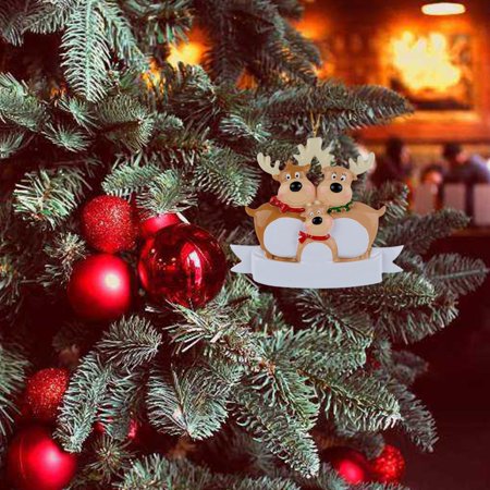 Reindeer Family Pendant Home Ornaments Embellishment Garden Statue Collectible Window Tree Christmas New Year Parties Gifts Decor - 3 Head