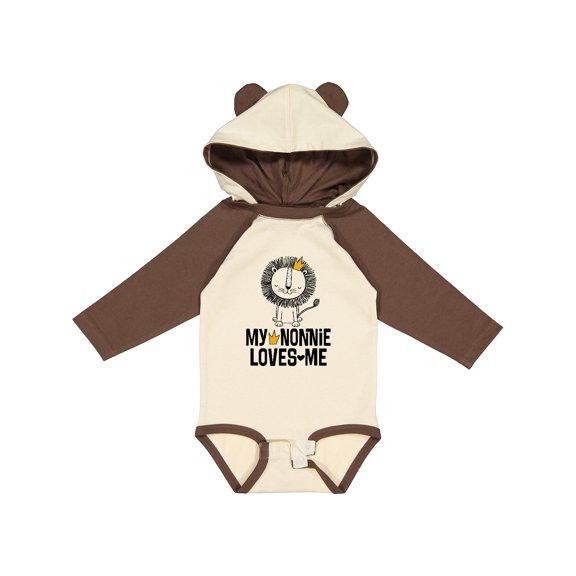 Inktastic Nonnie Loves Me Grandson Lion Boys Long Sleeve Baby Bodysuit