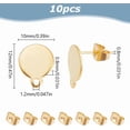 thumbnail image 2 of 10 piezas de aretes planos y redondos chapados en oro de 24 quilates, de acero inoxidable 304, sin aros., 2 of 8
