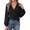 Black, variant on Fantaslook Deep V Neck Womens Tops Fall Long Puff Sleeve Shirts Dressy Casual Tunic Blouses