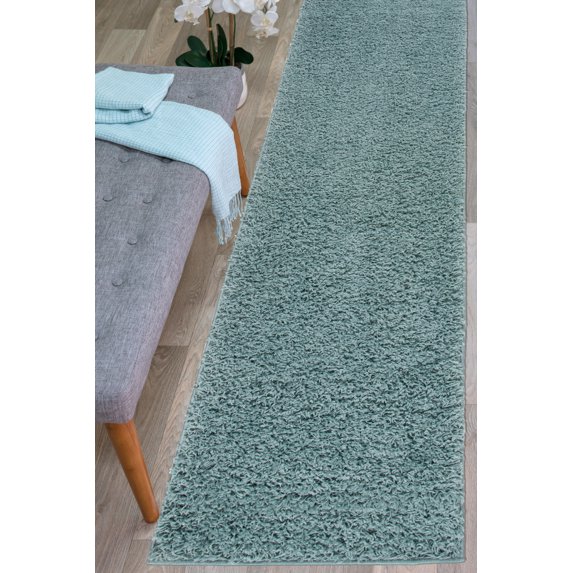 Contemporary Solid Cozy Plush Shag 2'x7' Runner Rug