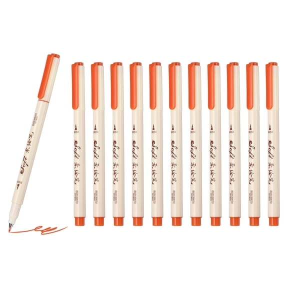 Fineliner Colored Pens, 12 Pcs Orange Felt Brush Tip Fineliner Marker Waterproof Ink Watercolor Coloring Book Art Supplies