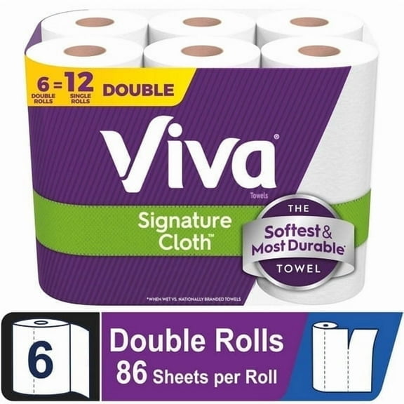 (2 pack) Viva Signature Cloth Paper Towels, 6 Double Rolls, 86 Sheets per Roll