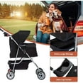 thumbnail image 3 of SLSRFD  4 Wheels Pet Stroller Dog Cage Stroller Travel Folding Carrier Cat Puppy Stroller w/Casters&Cup Holders&Storage Basket, Fold-able Pet Strollers for Cats/Dogs, Black, 3 of 14
