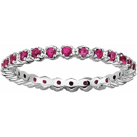 - Sterling Silver Stackable Expressions Created Ruby Ring