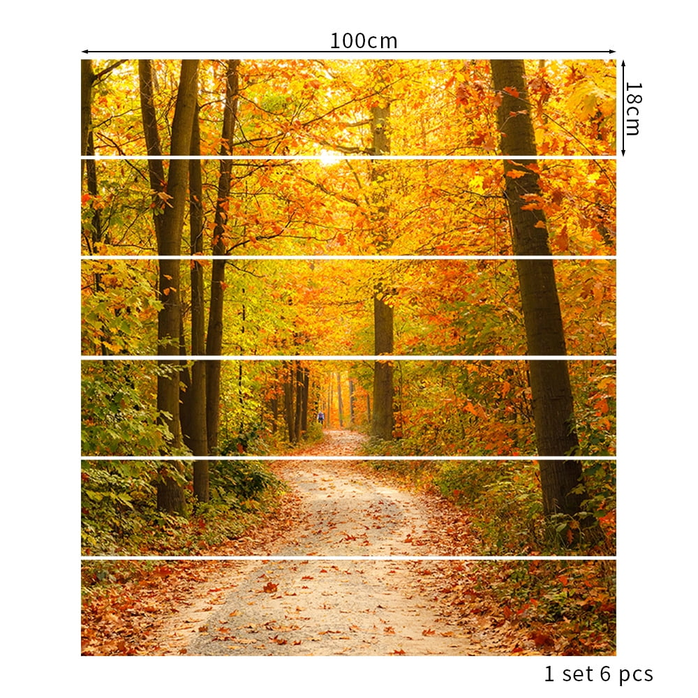 3D Autumn Maple Forest Peel and Stick Stair Stickers -Self-Adhesive Staircase Stickers- Stair Riser Decals for Home Office Decor 39.37"x 7.08"