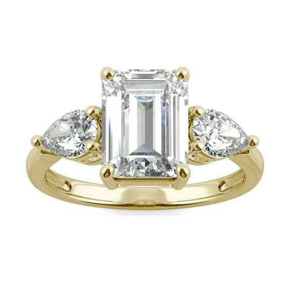 Charles & Colvard 14K Yellow Gold Moissanite 9x7mm Emerald Engagement Ring-Size 6 3.38cttw DEW