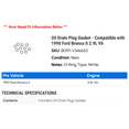 thumbnail image 2 of Oil Drain Plug Gasket - Compatible with 1990 Ford Bronco II 2.9L V6, 2 of 2