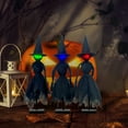 thumbnail image 5 of Set of 3 Primitive Halloween Witch Decorations with LED Lights - Spooky Witch Figurines with Hats in 3 Color Changing Modes - Rustic Mantel, Shelf and Tabletop Decor for Indoor Halloween Displays, 5 of 6