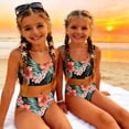 thumbnail image 5 of CCRFTGI Girls Swimsuit Size 6-7 2 Piece Set Swim Vacation Bathing Suits Beach Vacation Hawaiian Tropic Girls Bikini Cute Summer Girls Clothes Swim Suit Kids Bikini Black 1-2 Years, 5 of 9