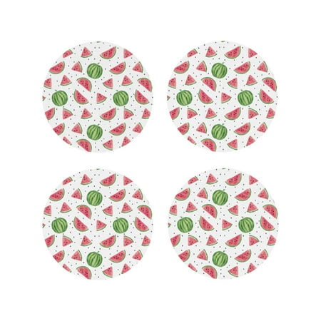 

Tideii Hand Drawn Watermelon for Leather Coasters 4 Pieces Anti-fouling and Anti-scalding Decorative Coasters Suitable for Restaurants Kitchens Coffee Shops-Round Shape