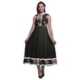 thumbnail image 1 of Bimba Robe Anarkali à Col Mandarin pour Femmes, Imprimé Floral Noir, Kurta Ethnique Indienne TTG, 1 of 6