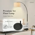 thumbnail image 3 of FENLO Finn - Arc Floor Lamp, Luxury Marble Base Floor Lamp for Living Room or Bedroom, Black, 3 of 8