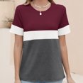thumbnail image 3 of Jalioing Short Sleeve T Shirt Women's Casual Fashion Color Block Tee Shirt Crew Neck Basic Summer Tops Outfits, 3 of 7